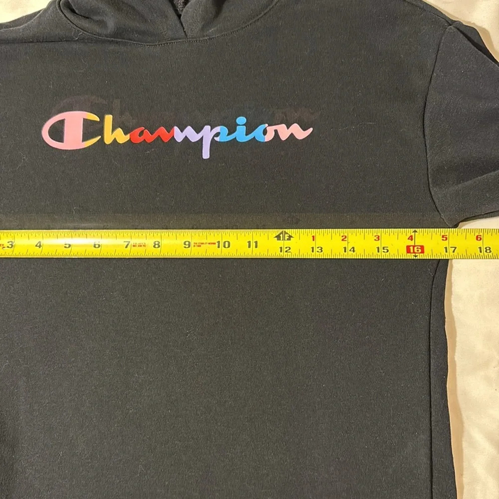 Champion Youth Girl's Long Sleeve French Terry Rainbow Script Hoodie - Picture 7 of 9